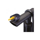 Crankbrothers Sapphire black floor pump with universal Presta/Schrader head and analog gauge for bike tire inflation.