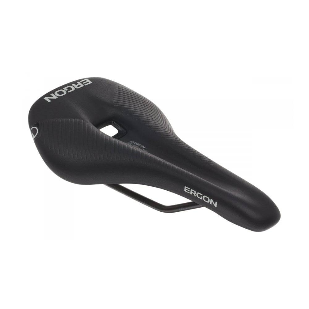 Ergon SR Road Comp men's saddle with pressure relief cut-out, black ergonomic cycling seat for comfort.