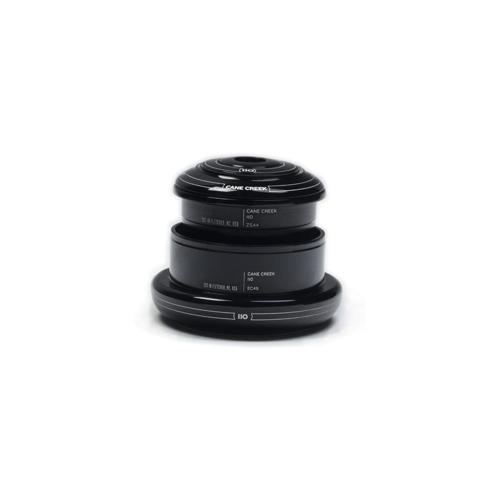 Cane Creek 110 Headset ZS44/28.6 and EC49/40 black with 8mm stack, durable steering component for bike handlebars and forks.