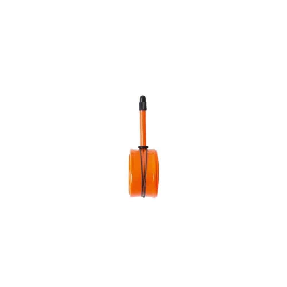 Tubolito Tubo Road Tube in neon orange, 700x18-28 size, puncture-resistant bike inner tube with 80mm valve.