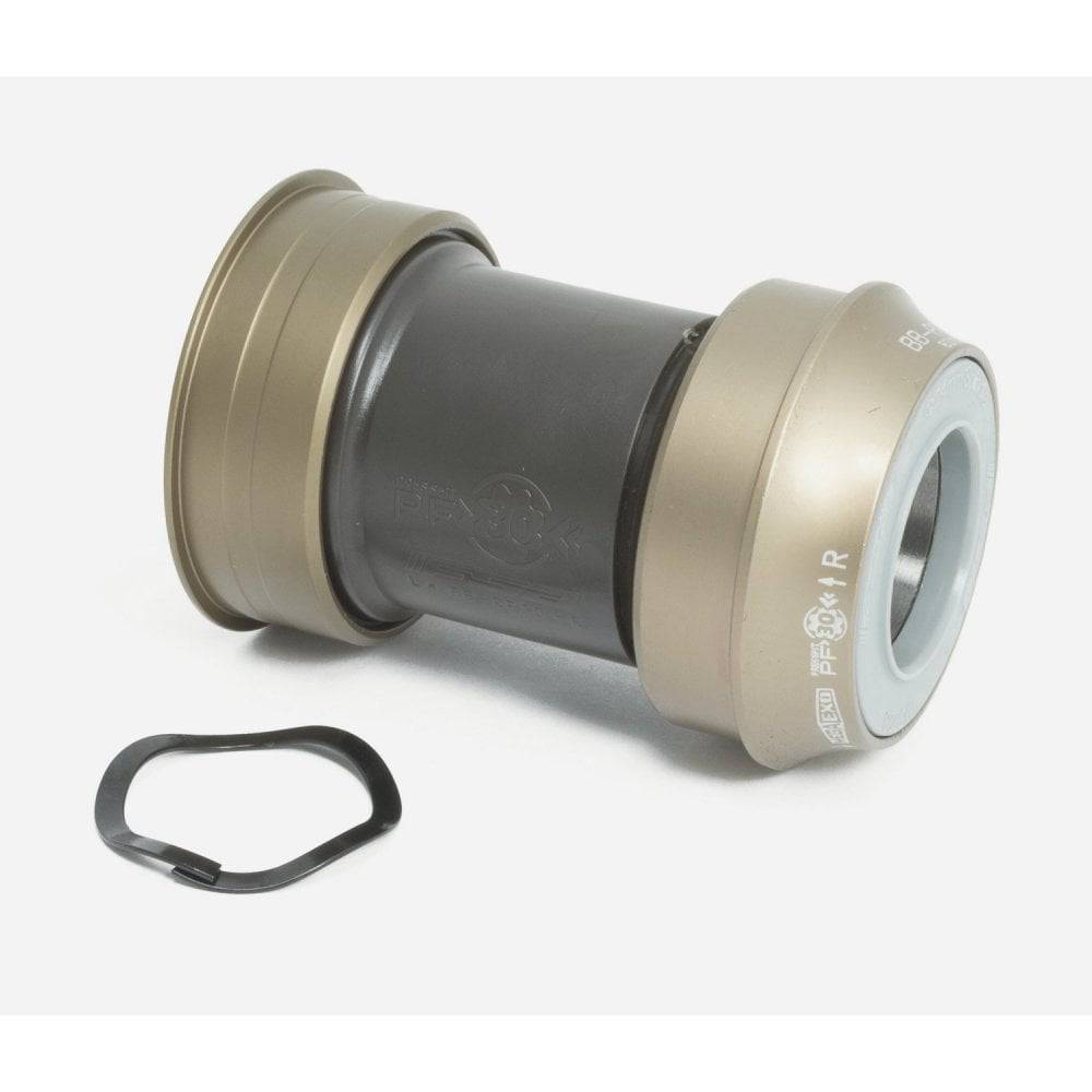 FSA BBright PF30 bottom bracket for Shimano 24mm MegaExo cranks, black metal bicycle component for smooth pedaling.