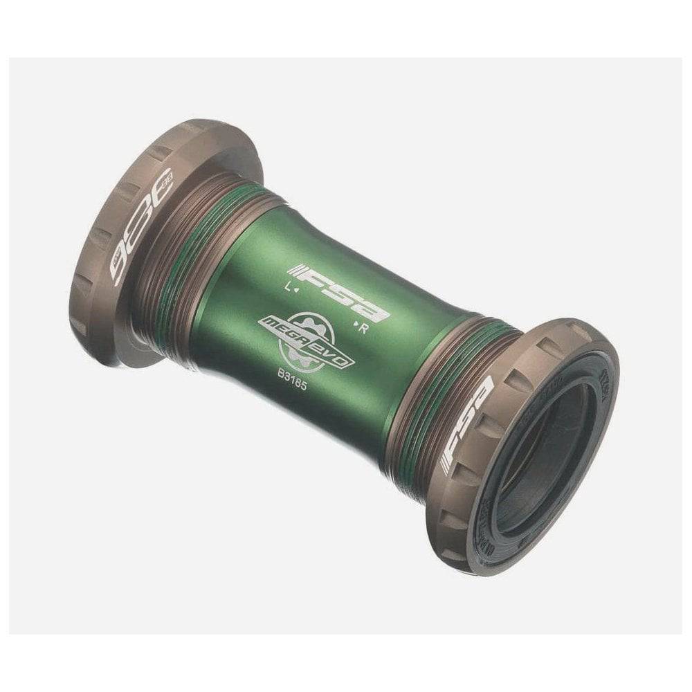 FSA MegaEvo Road bottom bracket for BSA frames, compatible with 386Evo cranksets, showing the durable metal components.