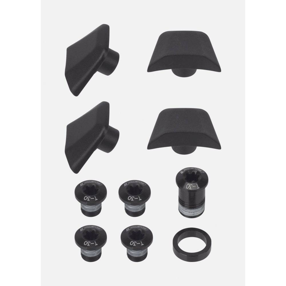 FSA SL-K ABS chainring bolt kit with T-390 wrench for road and MTB 4-bolt cranksets, includes components for secure installation.