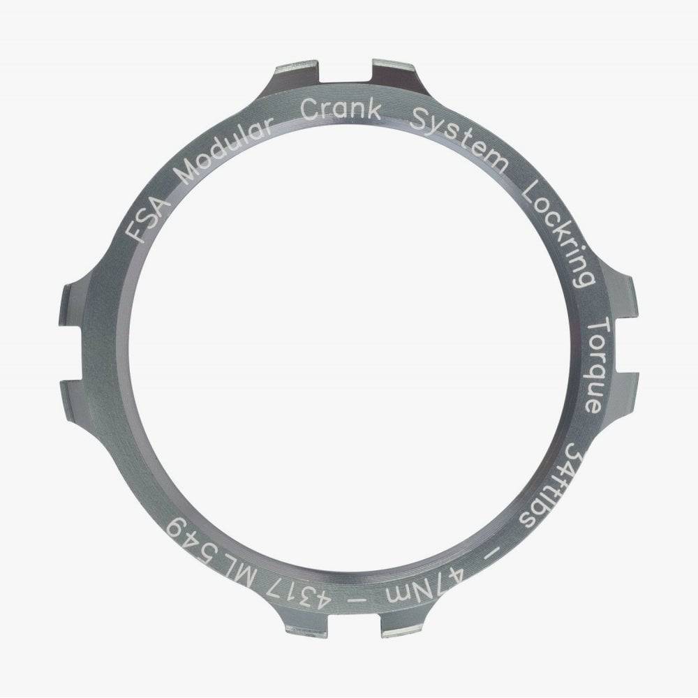 FSA Modular Crank Lock Ring for secure bike crankset installation, shown close-up of component on a bicycle crankset.