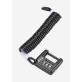 BBB BBL-52 MiniSafe lock with adjustable 3-digit combination, shown securing a bicycle or bag. Compact bike and accessories lock.