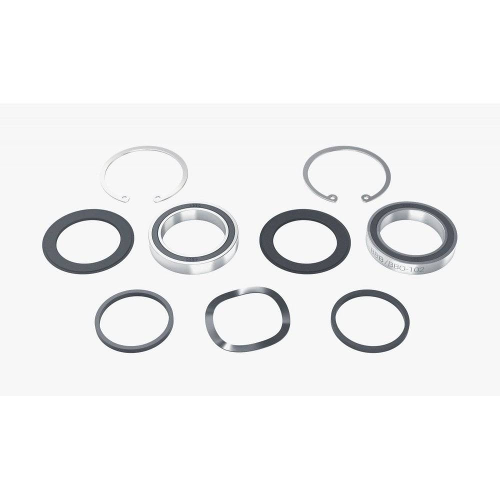 BBB BBO-19 BottomBear BB30 bottom bracket for 68/73mm shells and 30mm spindle, shown installed in bicycle frame.