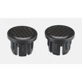 Pair of BBB BHT-92S black handlebar end caps with logo, designed for bike bar tape security and component protection.