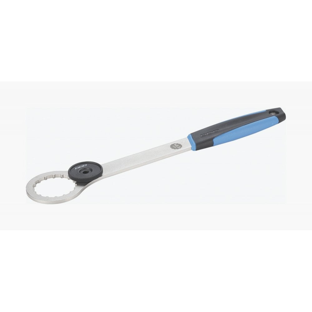 BBB BTL-120 BracketGrip FSA MegaEvo bottom bracket tool with Kraton handle, shown in a workshop setting