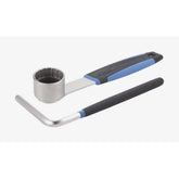 BBB BTL-38 UltraGrip bottom bracket tool for Campagnolo Ultra-Torque and Shimano, shown in a workshop setting.