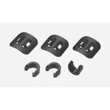 BBB BCB-94 HydroGuide adhesive hydraulic hose guides for bike cable management, showing three black rubber hose clips on a white background.