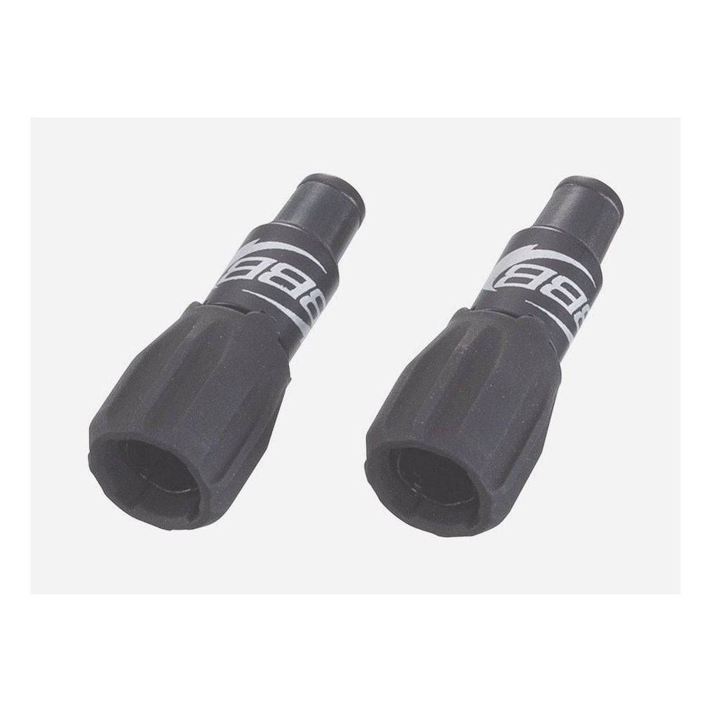 BBB BCB-96 non-threaded barrel adjuster set for derailleur and brake cables, featuring two metal components for cable tension adjustment.