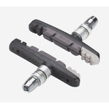 BBB BBS-16T TriStop triple color Shimano V-brake pads set with two pairs, shown installed on bicycle brake calipers.