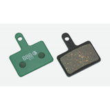 BBB BBS-53E DiscStop Organic E-Bike Brake Pads for Shimano M525 and M575 brakes, shown in a close-up view of the brake pad set.