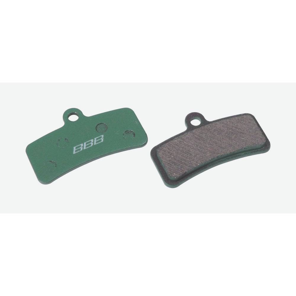 BBB BBS-55E DiscStop organic e-bike brake pads for Shimano Saint and Tektro Quadiem disc brakes, shown in close-up view.