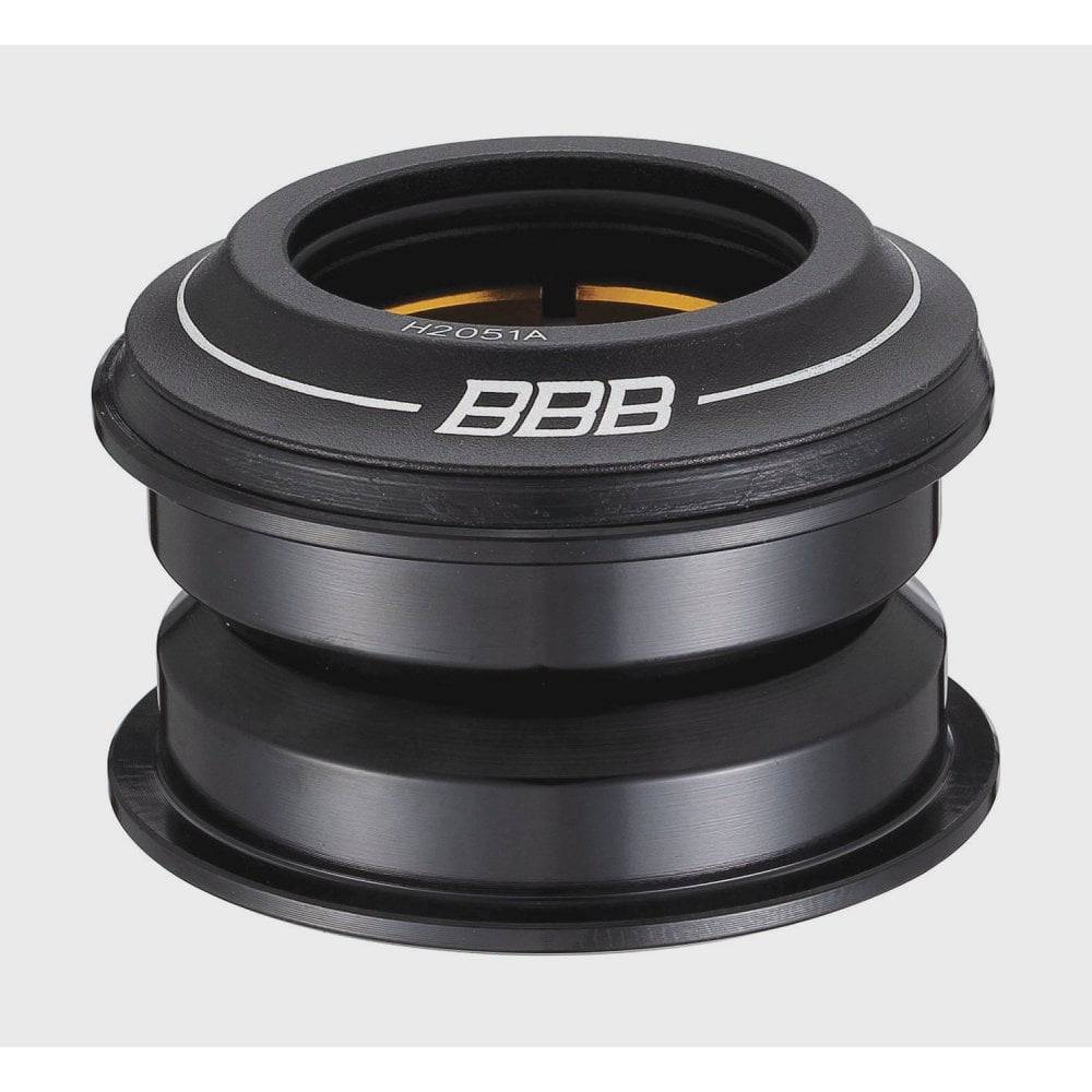 BBB BHP-51 semi-integrated headset with 44mm internal diameter and sealed bearings, shown with metal components and assembly details.