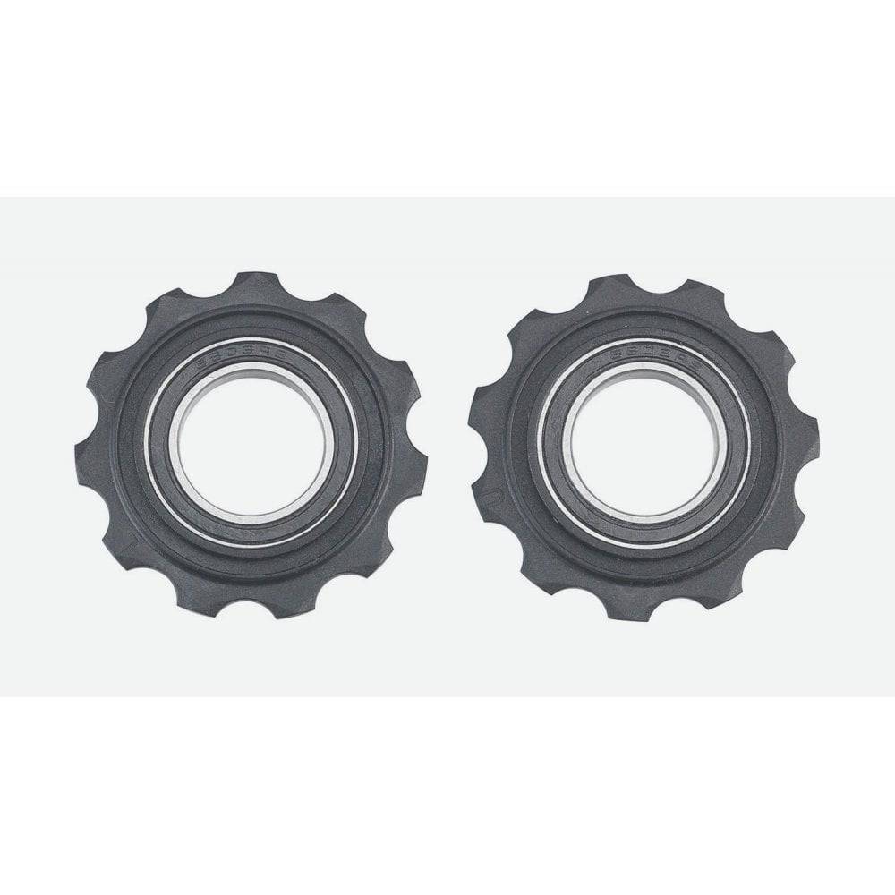 Black BBB BDP-05 RollerBoys SRAM 11T jockey wheels for SRAM derailleurs, shown attached to derailleur in close-up image.