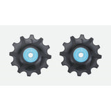 Black BBB BDP-06 RollerBoys SRAM 12T jockey wheels with ceramic bearings, showcasing precise component detail.