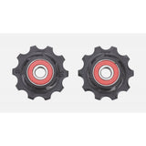 Black BBB BDP-11 RollerBoys ceramic jockey wheels for Shimano, SRAM, and Campagnolo 10T bike derailleur components.