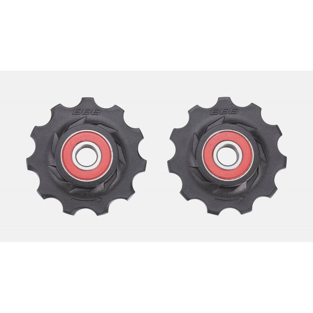 BBB BDP-12 RollerBoys ceramic jockey wheels 11T in black for Shimano, SRAM, and Campagnolo bike component derailers.