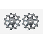 BBB BDP-21 AluBoys 11T grey jockey wheels for Shimano, SRAM, and Campagnolo bike components, featuring lightweight aluminum construction.