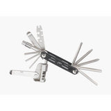 BBB BTL-141L Maxifold L Mini-Tool with 18 functions for bike repair, displayed with all tools extended on a workshop surface.