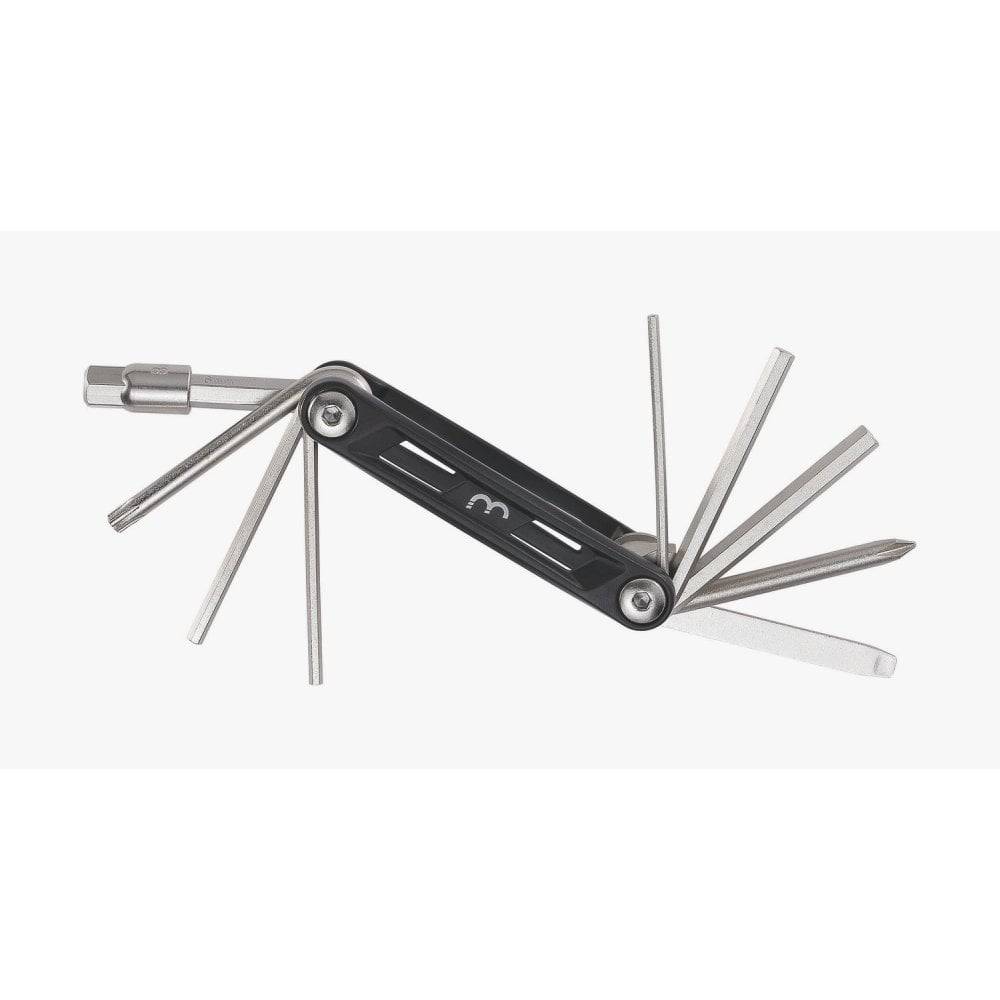 BBB BTL-141S Maxifold S mini-folding bike tool with 10 functions, shown in an aluminium case, suitable for bike repairs.