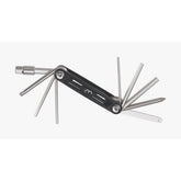 BBB BTL-141S Maxifold S mini-folding bike tool with 10 functions, shown in an aluminium case, suitable for bike repairs.