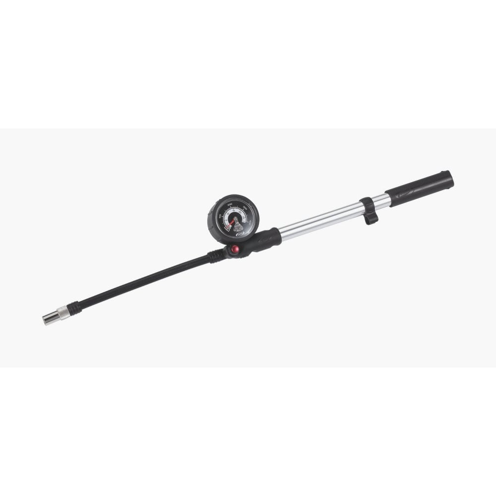 BBB BMP-29 AirShock bike suspension shock pump with analog gauge, 405psi capacity, used for precise air pressure adjustments