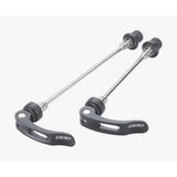BBB BQR-01 WheelBlock quick release set in black for secure bike wheel attachment, showing components and locking mechanism.