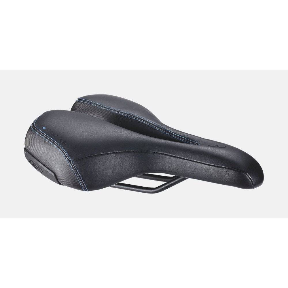 BBB BSD-114 SportPlus Ergo saddle with CrMo rails, ergonomic cycling seat, 185x270mm, designed for comfortable bike riding.