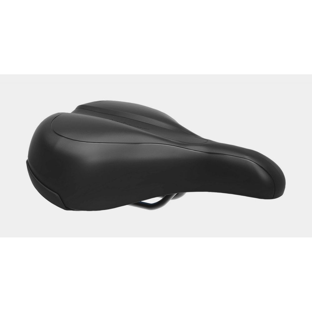Black BBB BSD-93 Meander city bike saddle with FLOAT foam, 205mm, featuring a relaxed design for comfortable urban riding.