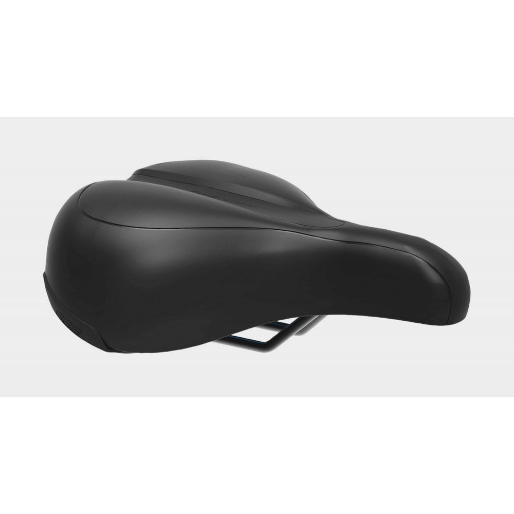 Black BBB BSD-94 Meander upright bike saddle with shock-absorbing foam, 225mm width, designed for comfortable cycling.
