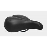 Black BBB BSD-94 Meander upright bike saddle with shock-absorbing foam, 225mm width, designed for comfortable cycling.