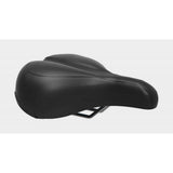 Black BBB BSD-94 Meander upright bike saddle with shock-absorbing foam, 225mm width, designed for comfortable cycling.