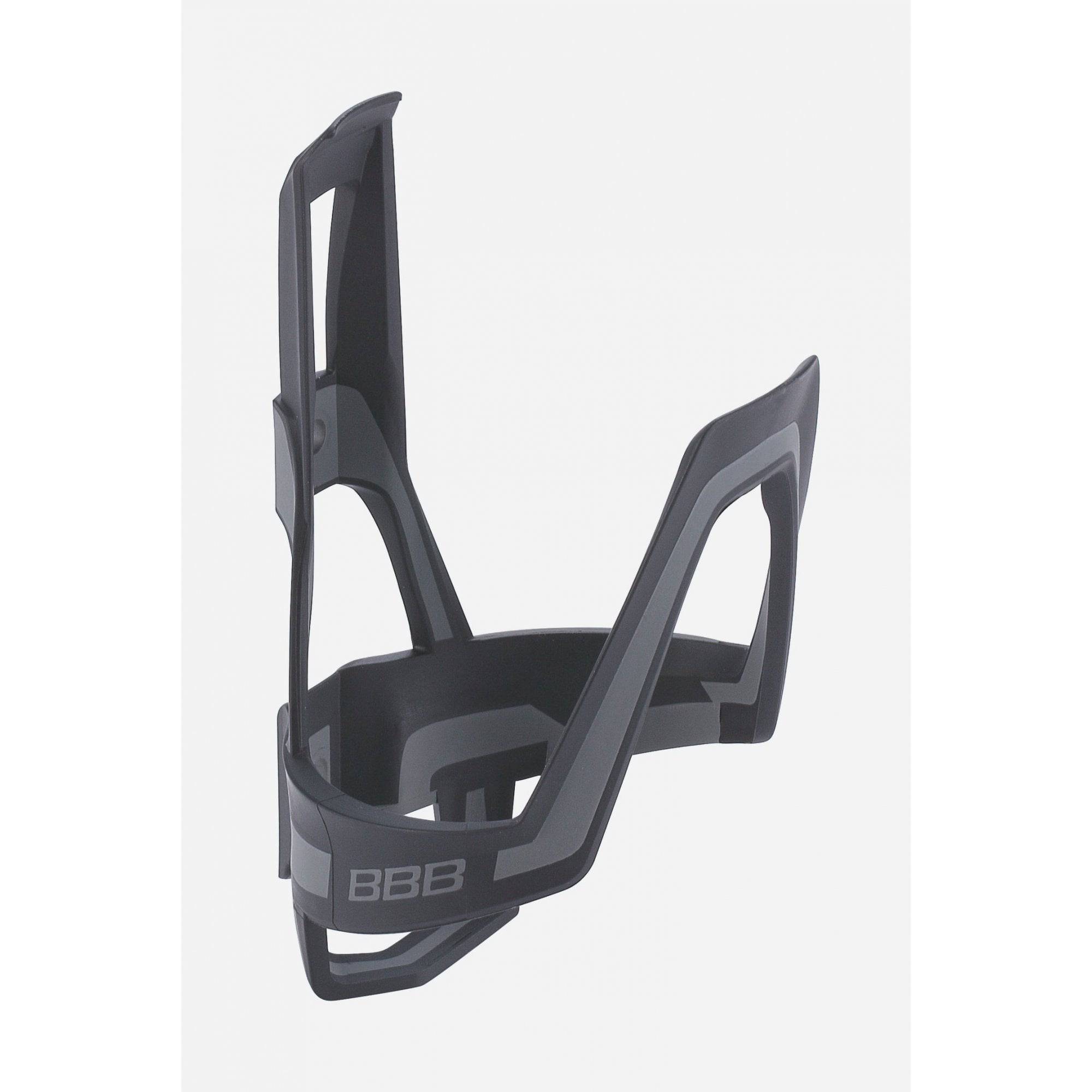 BBB DualCage bottle cage bike water holder with dual access design, durable black metal construction for cycling accessories.