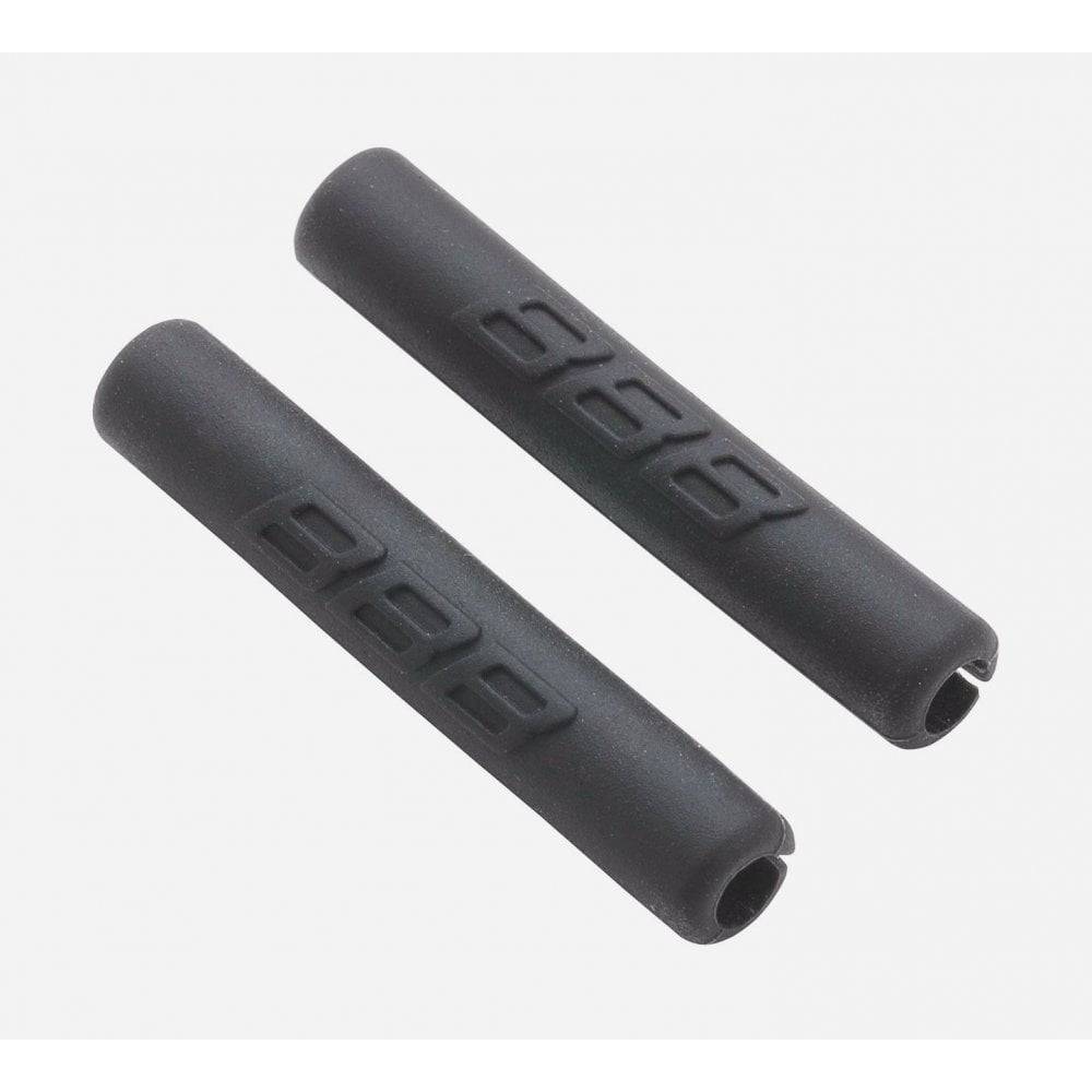 Black and white BBB Cablewrap frame protectors for 4mm derailleur cables, designed to shield cables from damage and wear.