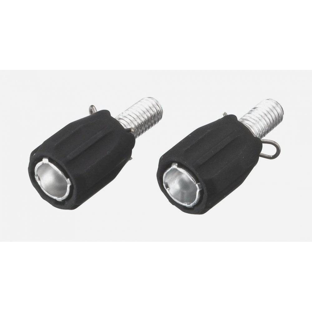 BBB derailleur barrel adjusters, 2-piece set, for precise cable tension and smooth shifting on bicycle components.