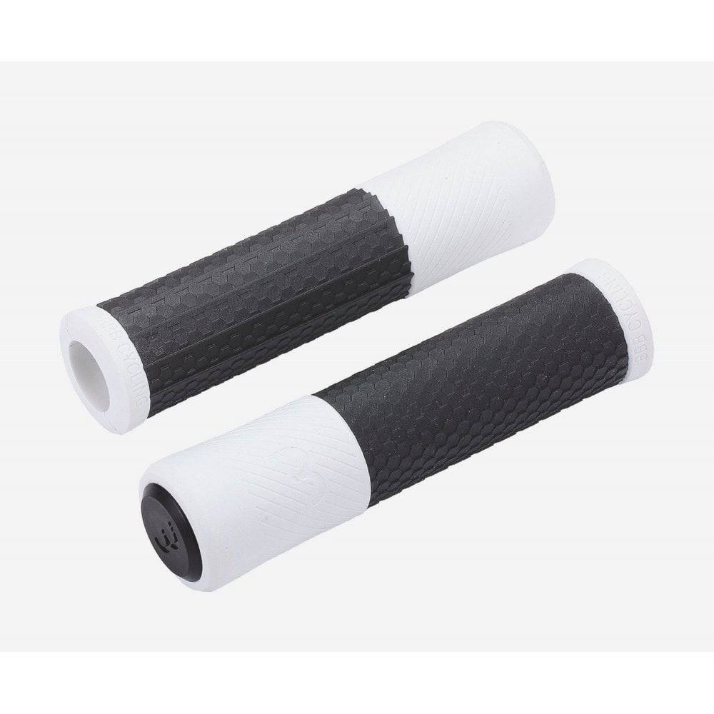 BBB Viper Grips BHG-97 mountain bike handlebar grips with matching plugs, featuring textured rubber for a secure, comfortable grip.