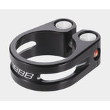 BBB Lightstrangler Seat Clamp BSP-85 for bike seatposts, shown as a black bike component with tightening bolt and clamp body.