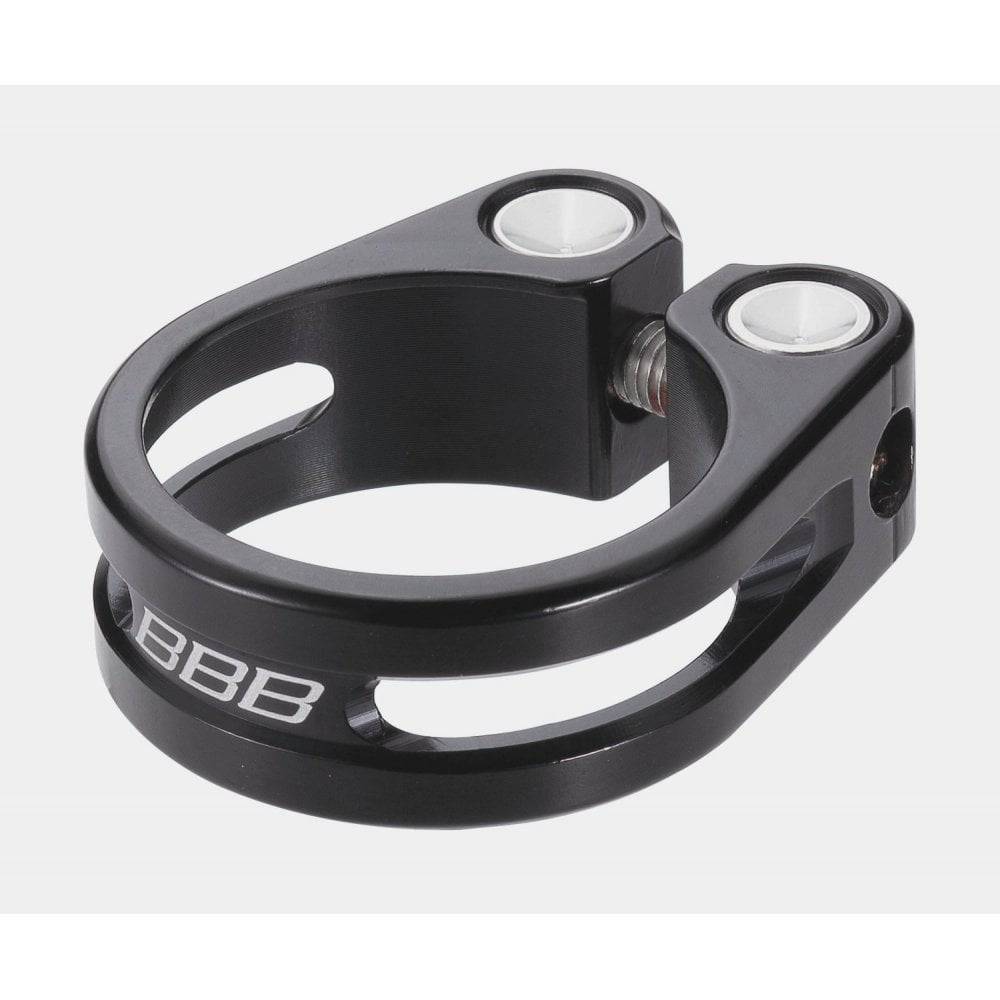 BBB Lightstrangler Seat Clamp BSP-85, a bike seatpost clamp component with a sturdy metal design and quick-release mechanism.