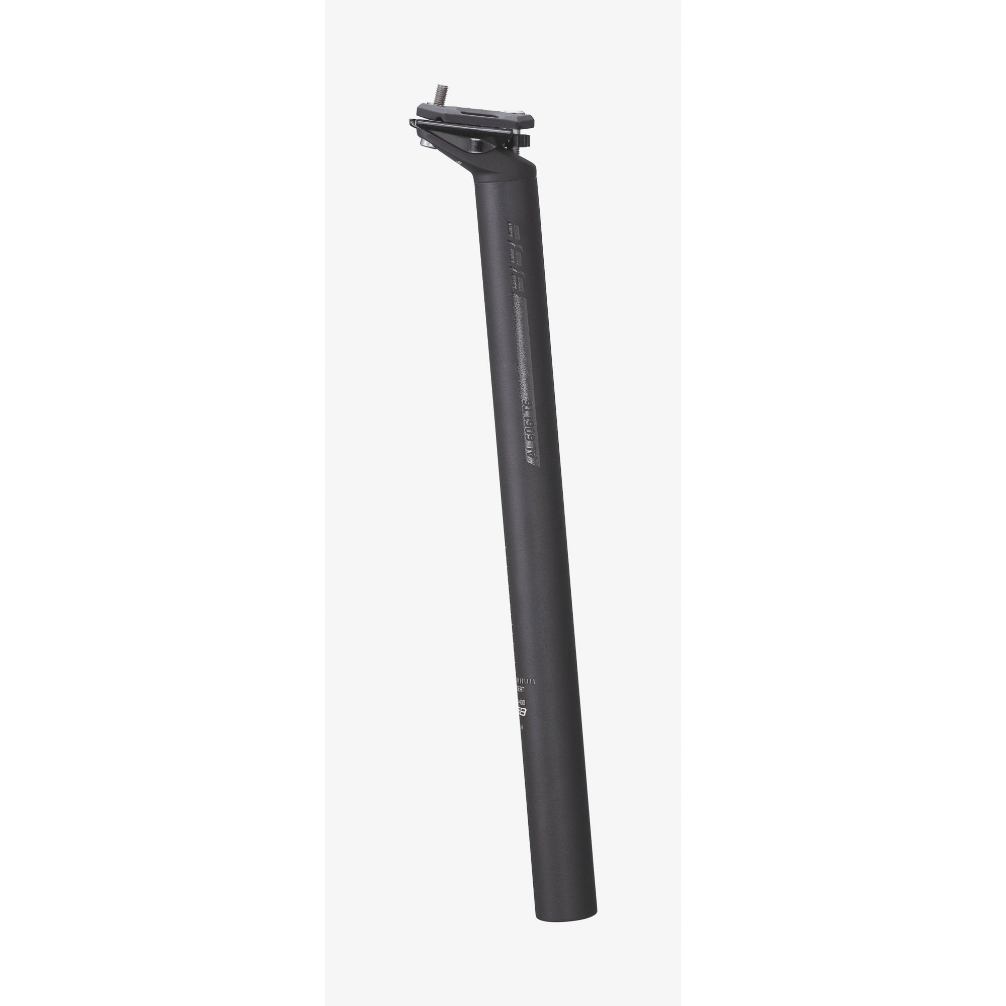 BBB Toppost BSP-15 bike seatpost with 15mm offset and dual bolt clamp, shown installed on a bicycle frame.