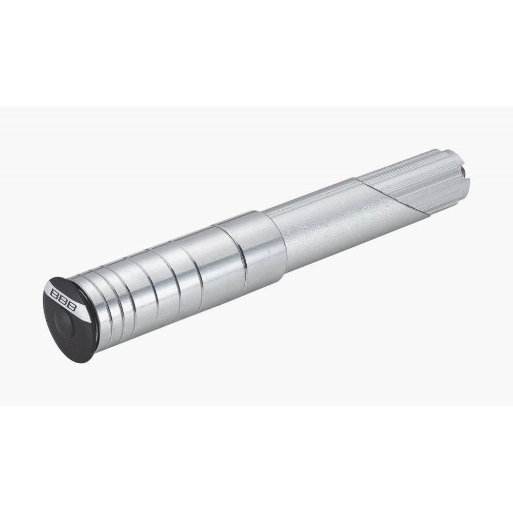 BBB Steerer Tube Extender BHP-20 for threaded and threadless headsets, shown on a bicycle fork.