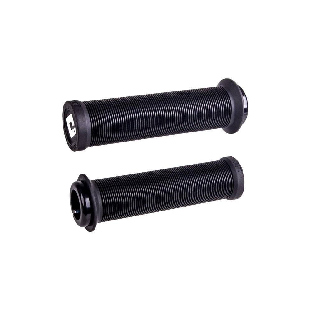 Black ODI Longneck V2.1 lock-on grips for BMX, MTB, and E-bike, 140mm length with secure lock-on design.