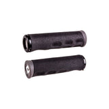 ODI Dread Lock MTB grips with vibration dampening and lock-on system, featuring textured rubber for secure mountain bike handling.