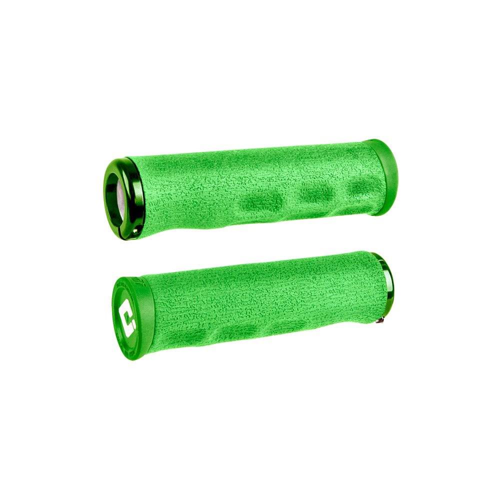 ODI Dread Lock MTB grips with vibration dampening and lock-on system, designed for mountain biking handlebar components.