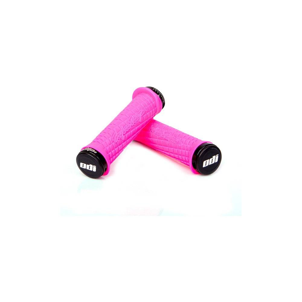 ODI Troy Lee Designs MTB lock-on grips for mountain bikes, featuring enhanced grip and control for improved riding performance.