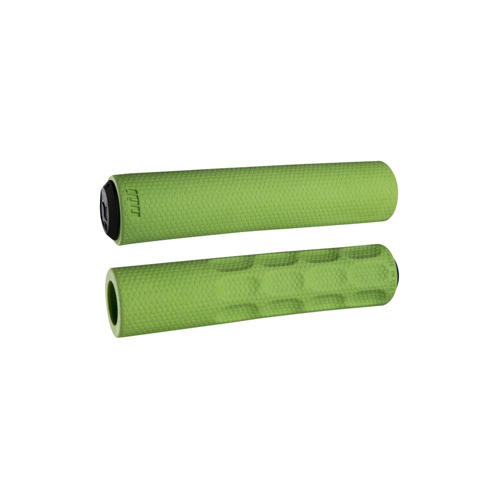 ODI Vapor Slip-On MTB grips with ergonomic finger cutouts for mountain bikes, providing secure and comfortable handlebar control.