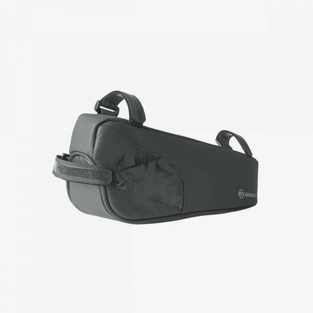 SKS Explorer Edge 1L bike frame underside toptube pack for storage and protection, mounted on a bicycle frame.