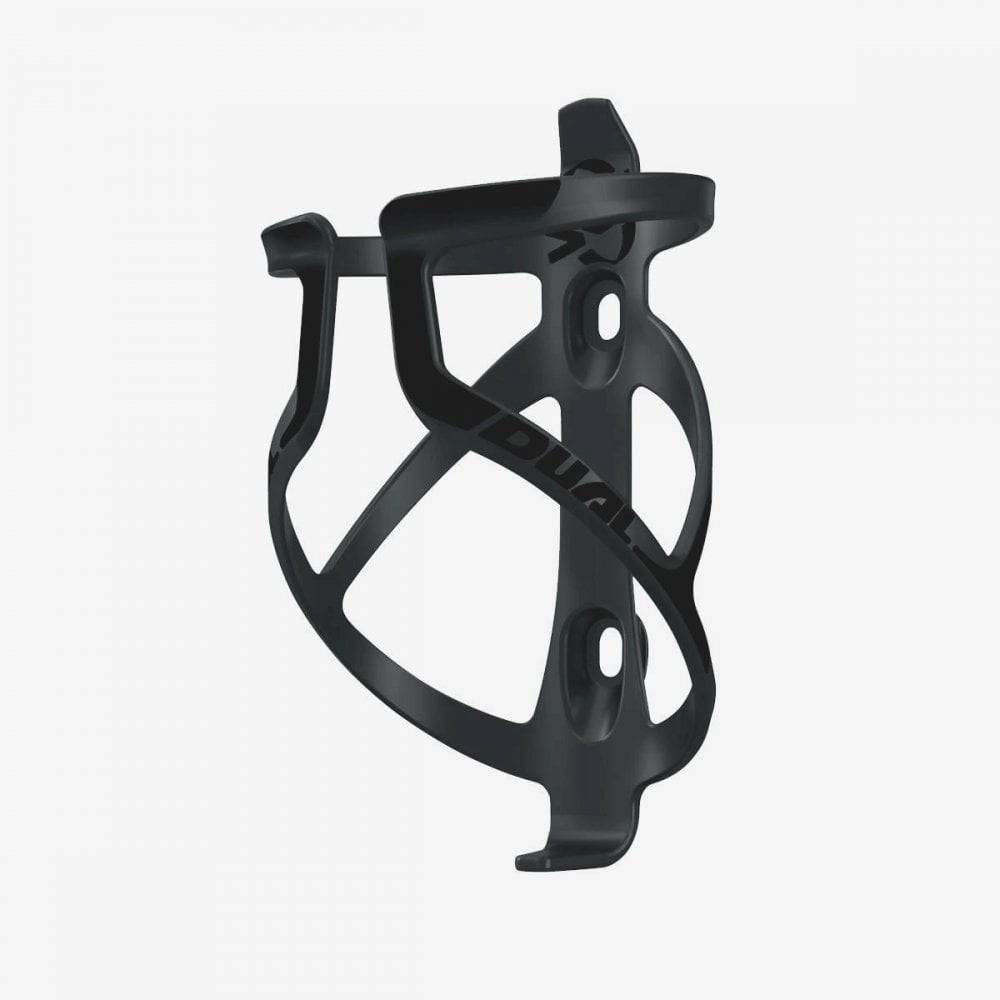 Black SKS Dual Polycarbon bike bottle cage, lightweight and durable accessory for securely holding water bottles on bicycles.