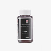 RockShox suspension oil bottle for bicycle fork maintenance, 120ml, used for smooth fork performance and suspension upkeep.